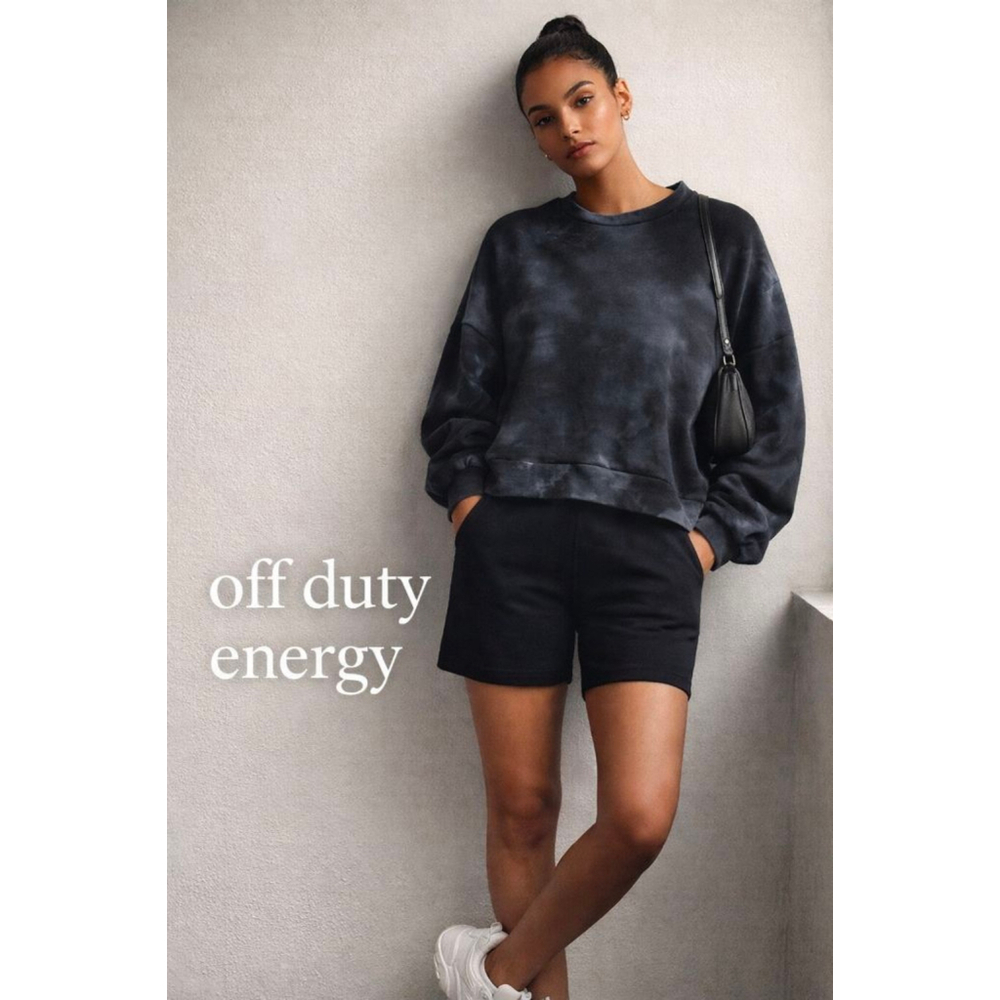 Navy Tie Dye Cropped Sweatshirt Oversized Grunge Streetwear All Fenix L